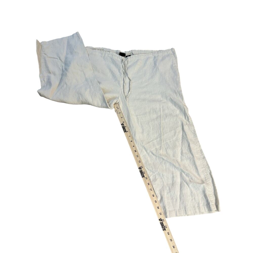 Mossimo Womens Linen Straight Capri Pants Size XL White Summer Lounge Beach